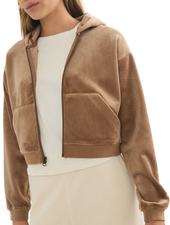 Marine Layer Tops - 538. Marine Layer Velour Corduroy Zip Up Hoodie | Color: Toffee